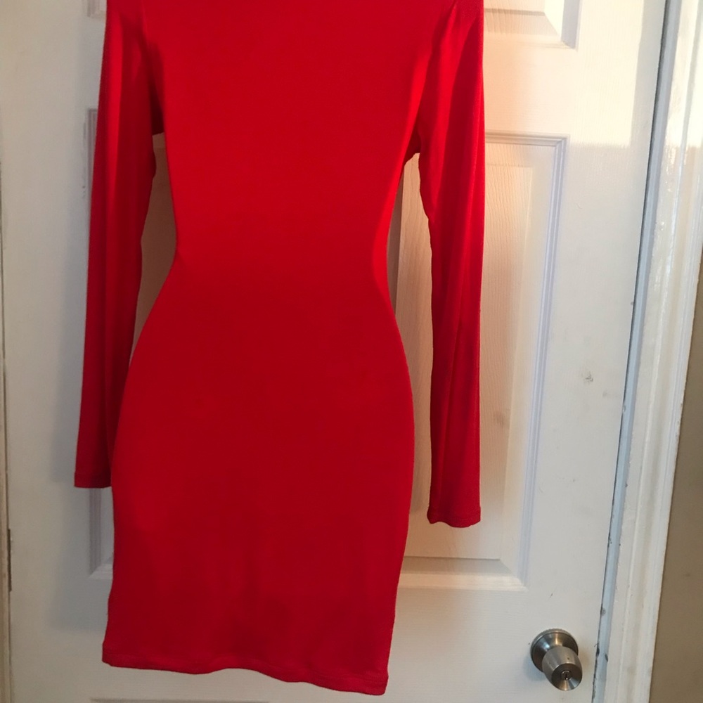 Red dress worn once open stomach area